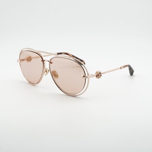 Roberto Cavalli SRC032M 8FCG Sunglasses Gold Aviator Frame Orange Lenses